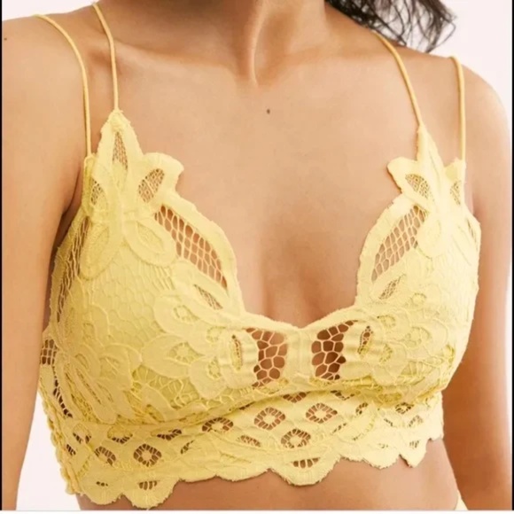 Free People Other - Free People Adella Lace Bralette Bra Daffodil Medium